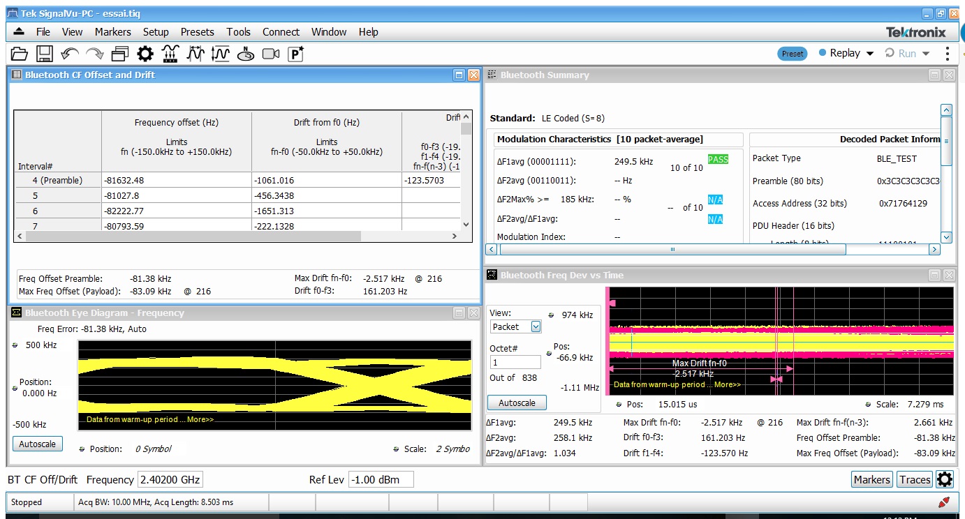 블루투스 5 측정 스펙트럼 분석기 소프트웨어