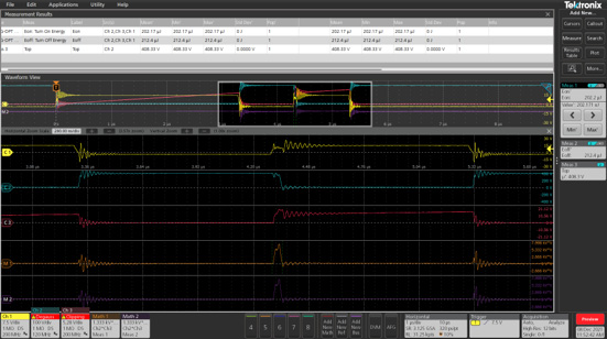 Wide Bandgap measurements being performed on double pulse test waveforms