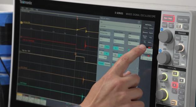 Tektronix touchscreen oscilloscope.