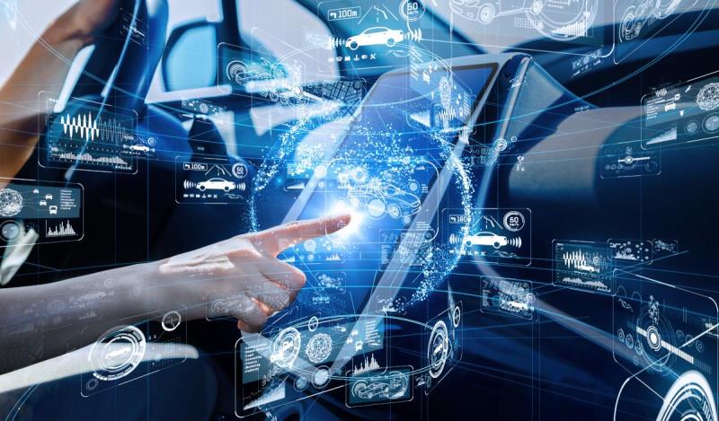 Representation of the complex network of systems that must work together to advance the autonomous systems in electric and hybrid vehicles.