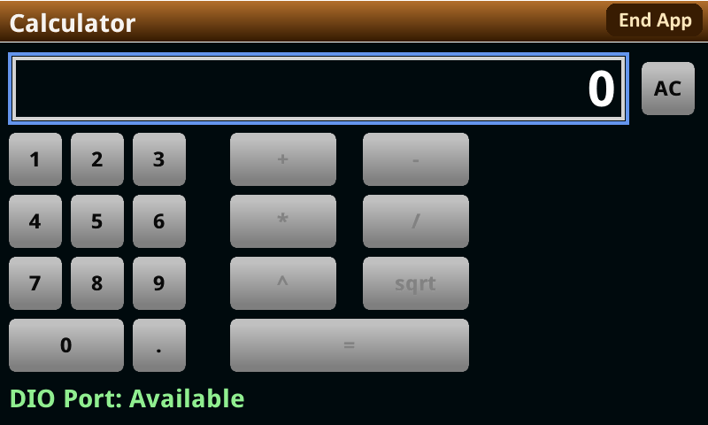 A screenshot of the calculator app with no previous inputs.