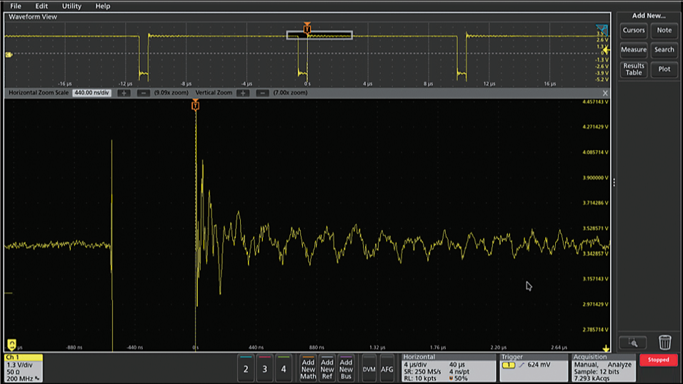 Ringing on new 4 Series MSO oscilloscope with 12-bit resolution