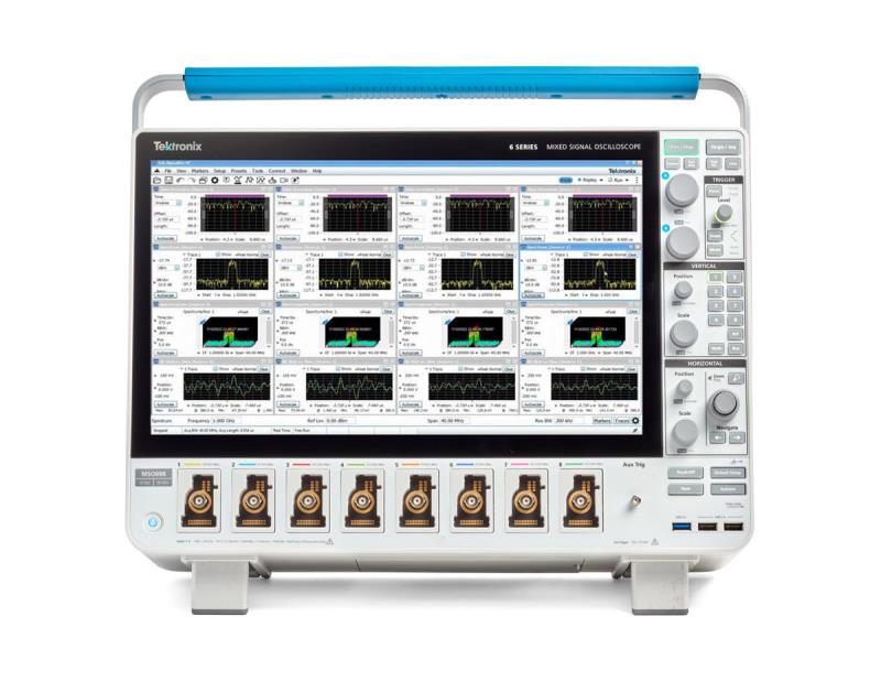 The 6B Series MSO oscilloscope with SignalVu-PC software for multi-channel analysis.