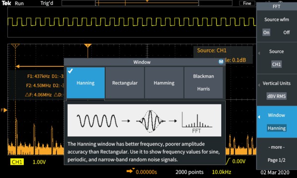 Oscilloscope numérique 100 MHz - 2 voies : TBS1102C