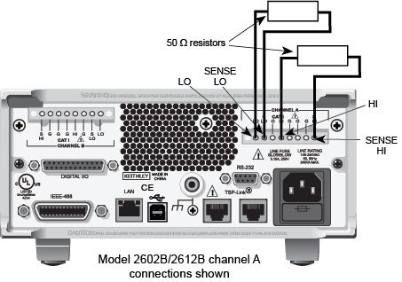 Connections for contact check 50 ohm calibration