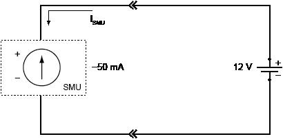 Sourcing current sink operation example