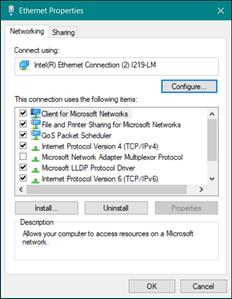 Ethernet networking properties