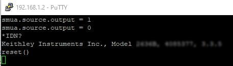 Communicating with the instrument using PuTTY