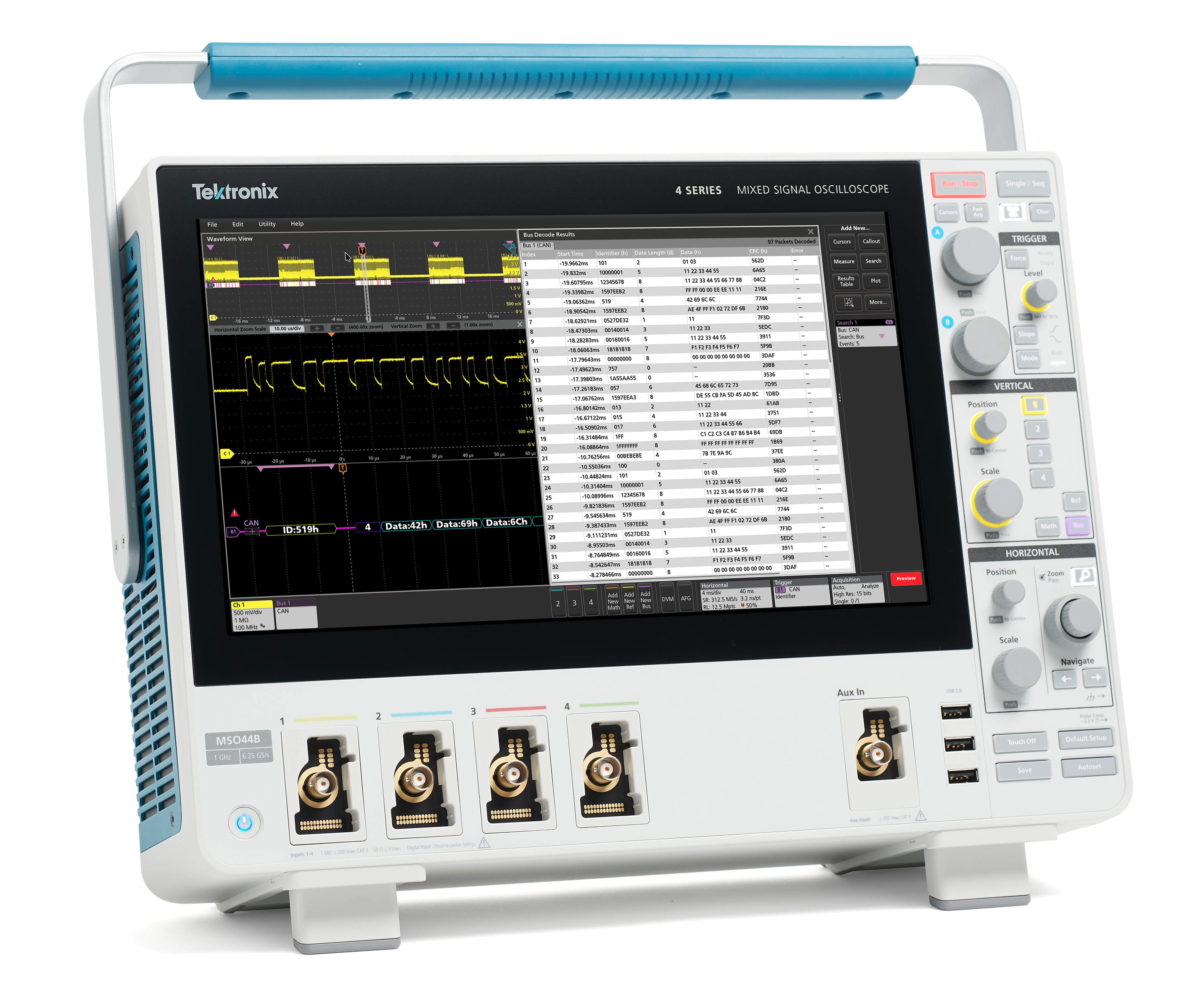 MSO44B Oscilloscope: 200 MHz to 1.5 GHz, 4 Analog and Up to 32