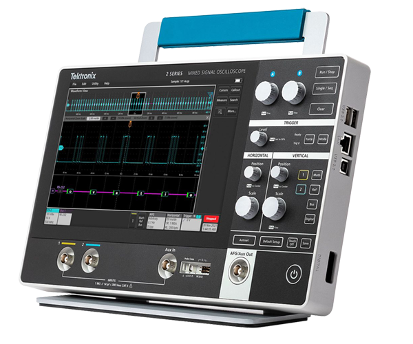 2 Series MSO Mixed Signal Oscilloscope 45-degree angle view
