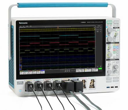 5 Series MSO Mixed Signal Oscilloscope Front View With Probes