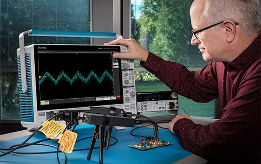 TICP IsoVu Isolated Current Probe connected to 4 Series B MSO oscilloscope.