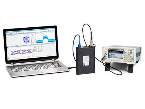 TSG41000A RF signal generator with RSA306 spectrum analyzer connected to a laptop computer