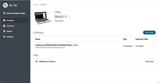Tektronix License Management System - Bench