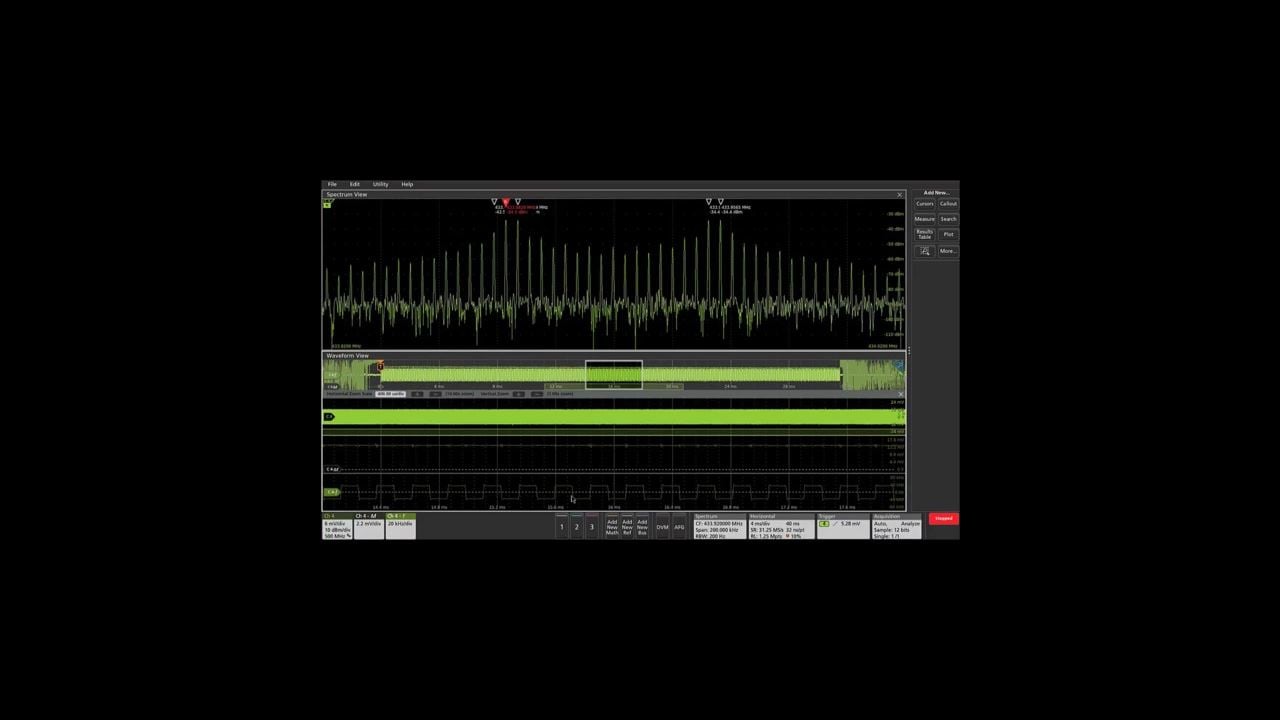 Low amplitude RF emission analysis with RF vs Time Triggering