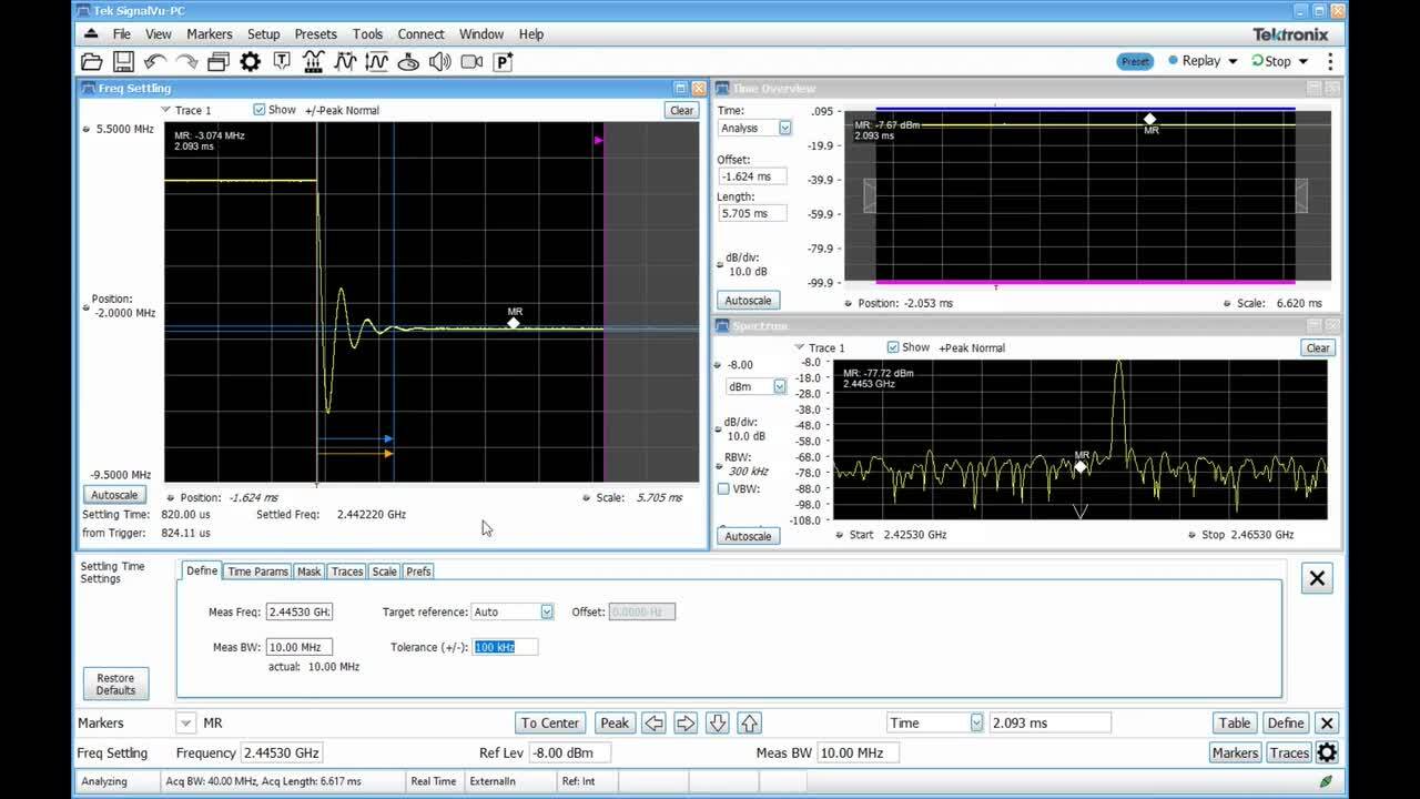 Settling Time RSA SignalVu | テクトロニクス Settling Time RSA SignalVu | テクトロニクス