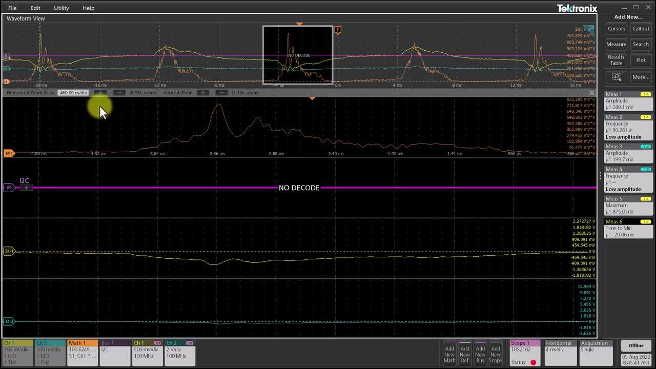 TekScope PC Analysis Software - Zoom and Pan Waveforms_en