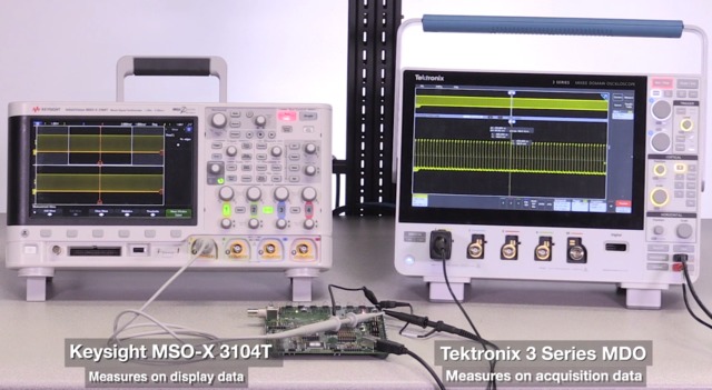 Tektronix 3 Series MDO vs Keysight Technologies DSOMSOX 3000T Series Oscilloscopes Measurement Compa