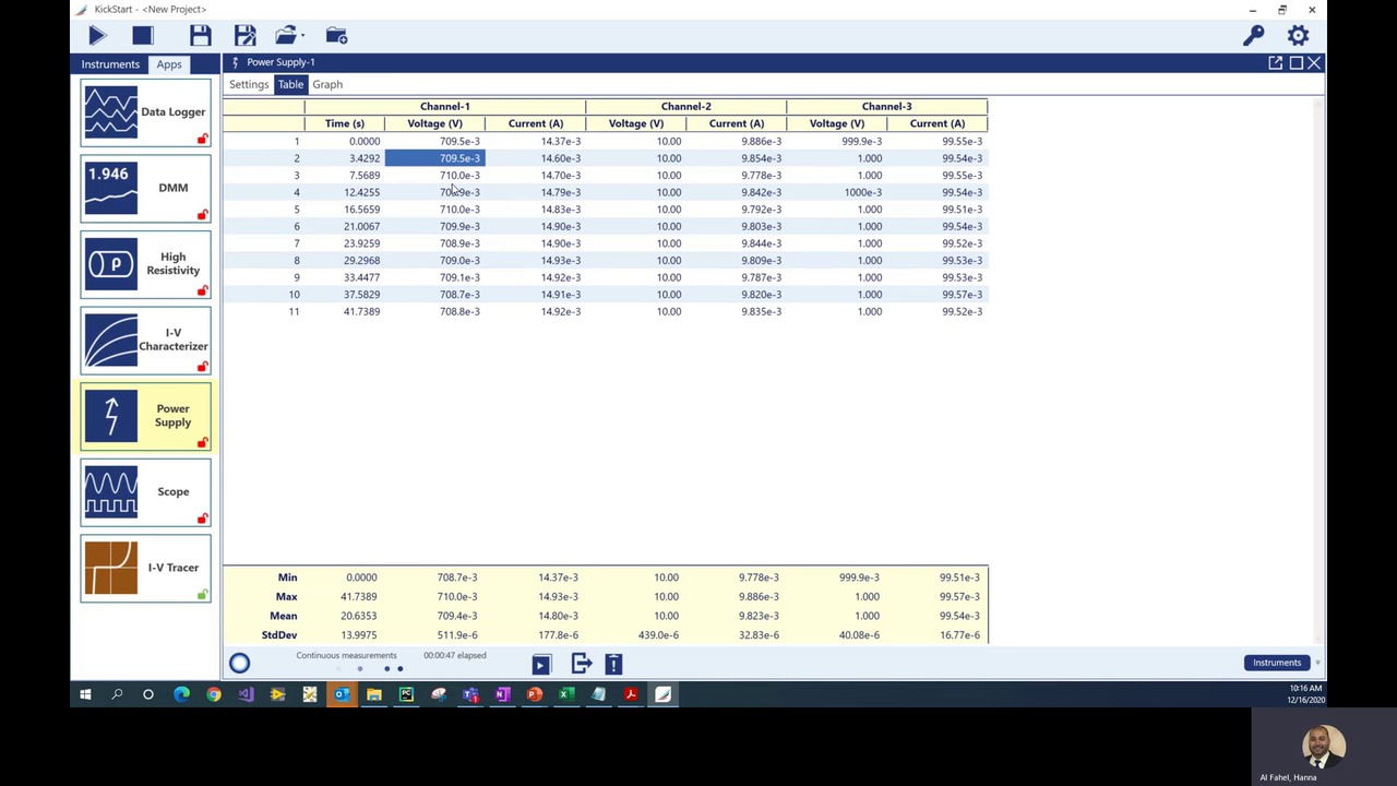 Using the Multi-Channel Power Supply App in KickStart Software