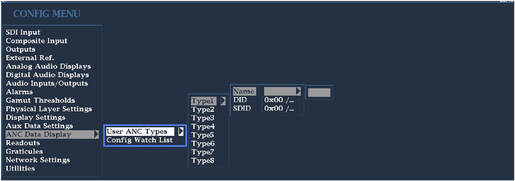 User ANC Type Configuration Menu