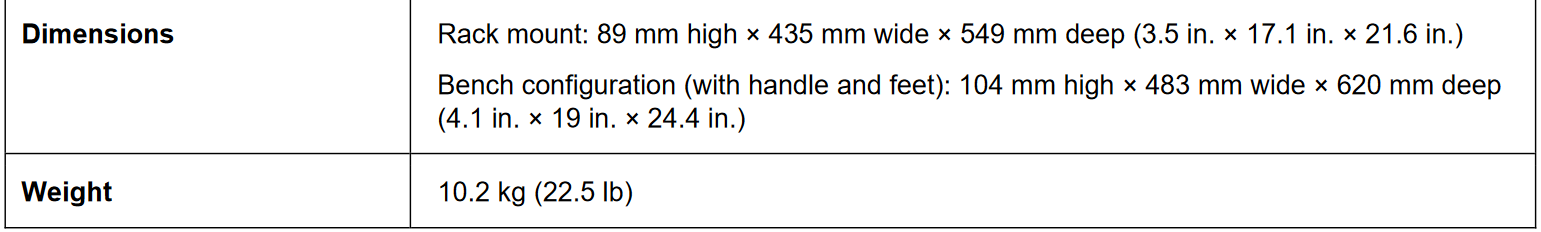 General Specifications