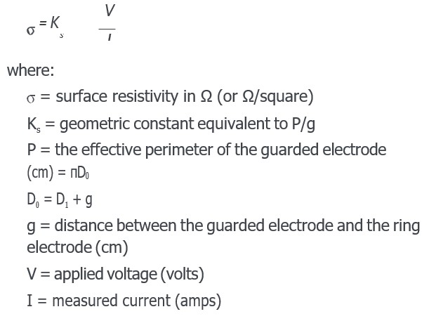 the surface resistivity can be calculation