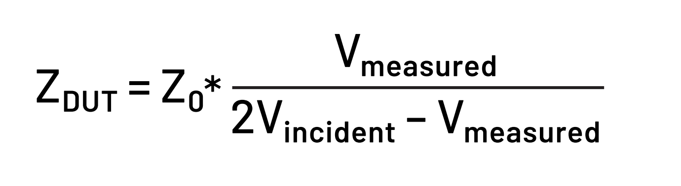 DUT impedance calculated from measured and incident voltages