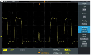 Example of oscilloscope sample rate