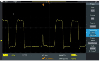 Square waves and pulses on an oscilloscope