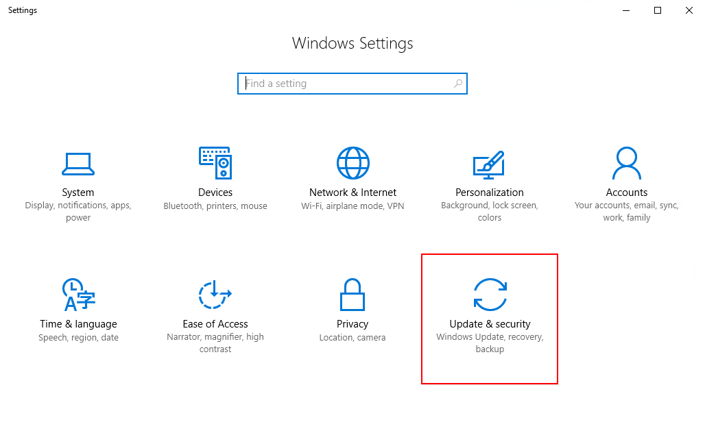 Image result for update and security windows 10