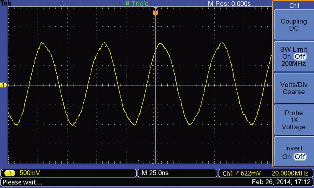 Time-domain view of 20 MHz clock signal Figure202