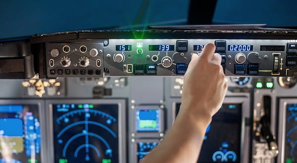 Avionics dashboard of commercial plane