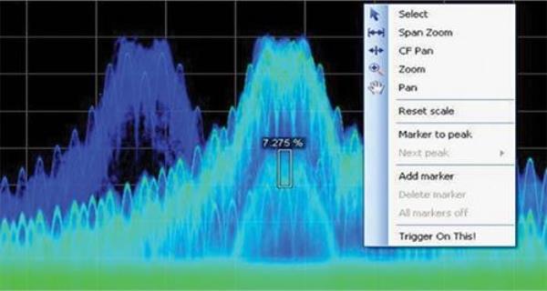 DPX density trigger allows the RSA to trigger on signals underneath other signals when separated by time or distinguished by their density of occurrence.