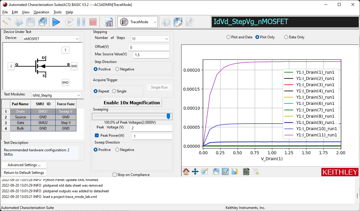 ACS Basic trace mode screen grab