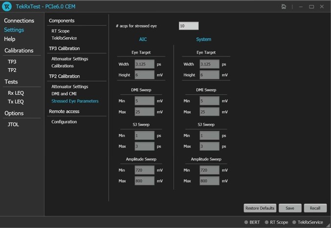 Screenshot of configuring number of waveform averaging for stressed eye.