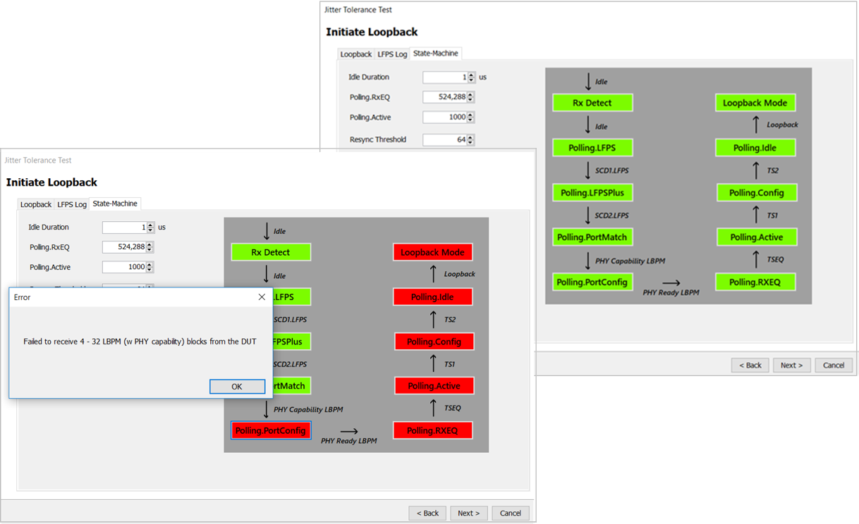 Jitter Tolerance Loopback Initation