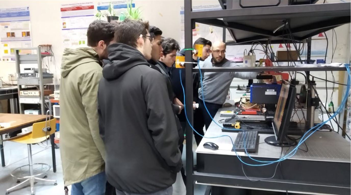 Michele in class lab with students