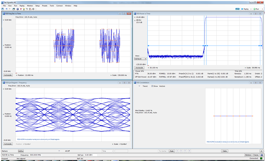 APCO P25 측정 스펙트럼 분석기 소프트웨어