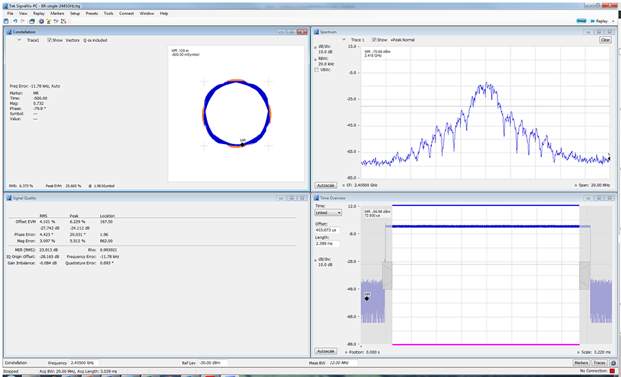 Modulation analysis spectrum analyzer software