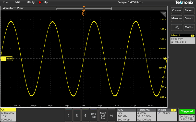 Automated frequency measurement with 2 Series MSO Oscilloscope