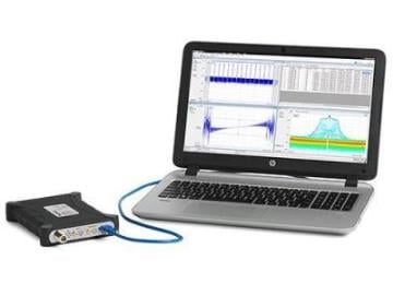 RSA306B spectrum analyzer connected to a laptop